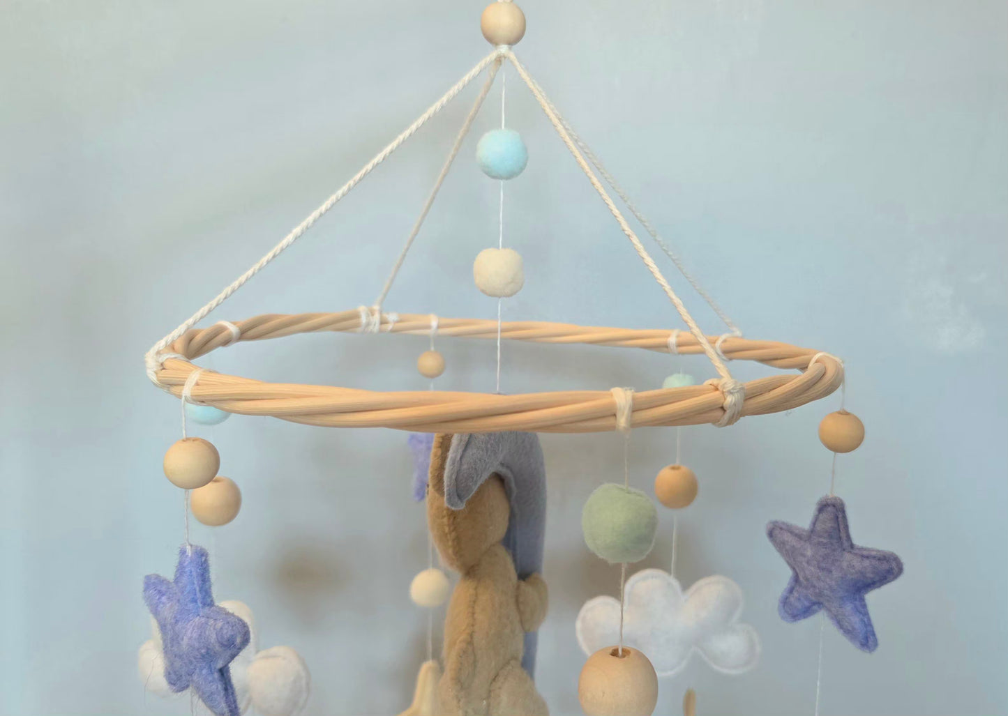 Mobile Bébé Ourson et Lune Bleu