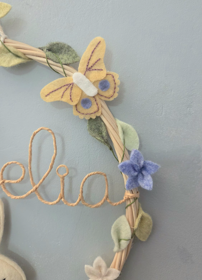 Couronne Prénom Personnalisée Fleurs et Hérisson