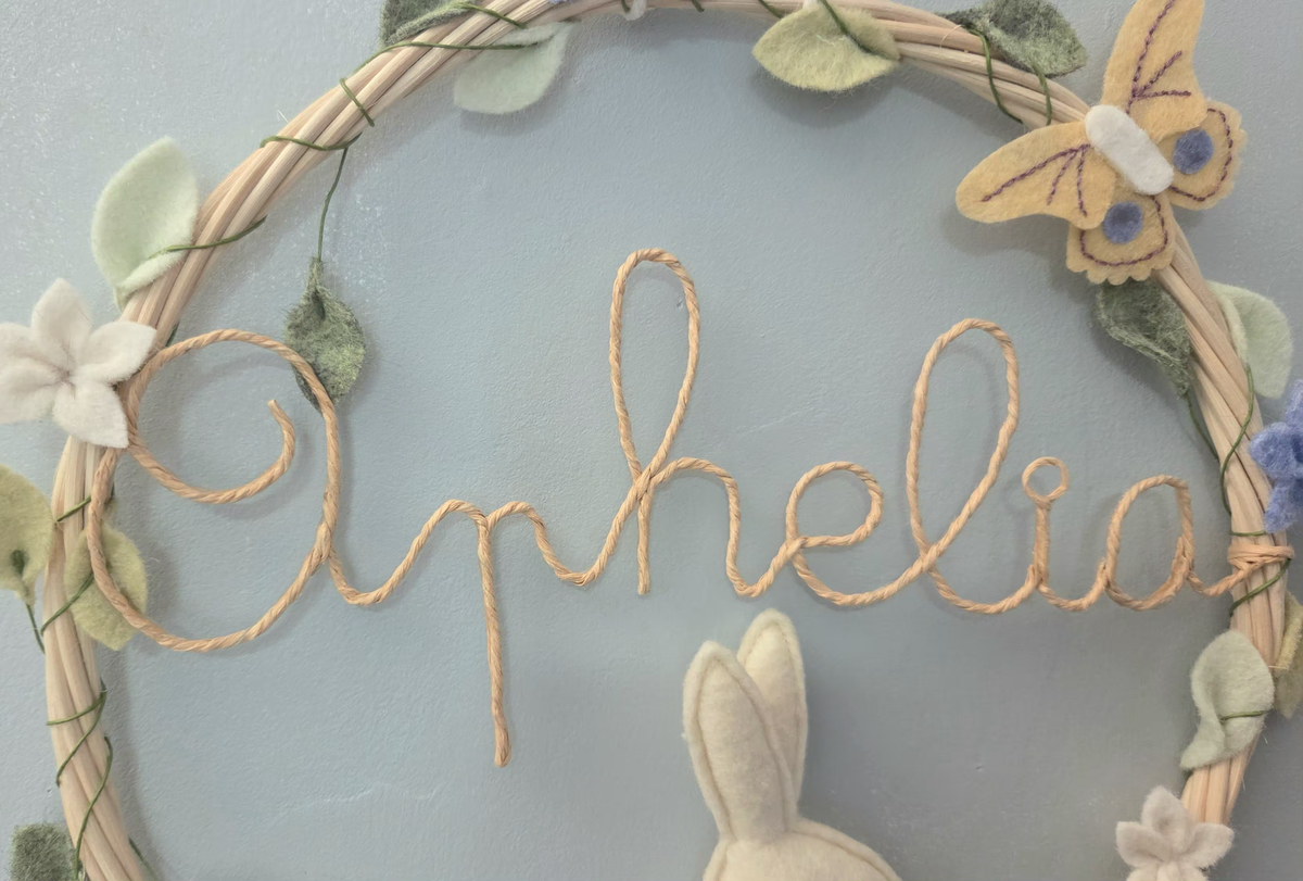 Couronne Prénom Personnalisée Fleurs et Hérisson